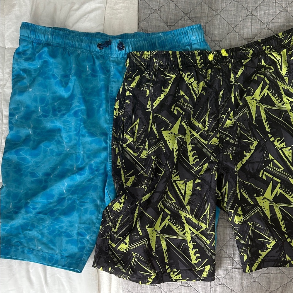 Spyder 2 pair! Blue and Black Patterned Swim Shorts